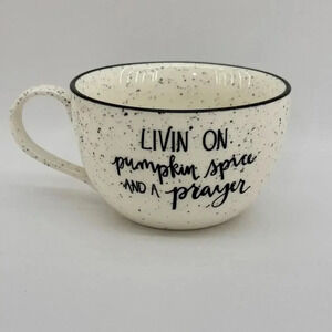 Primitives By Kathy Coffee Mug Livin' On Pumpkin Spice & A Prayer Black White